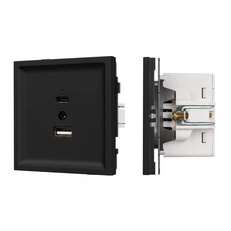 Изображение Модуль USB зарядки Type-A+C QC3.0 Arlight TENDO черный soft-touch 054536