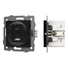 Изображение Розетка USB Type-A+C QC3.0 Arlight APO, черный 049838
