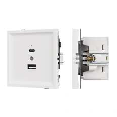 Изображение Модуль USB зарядки Type-A+C QC3.0 Arlight TENDO белый soft-touch 054539